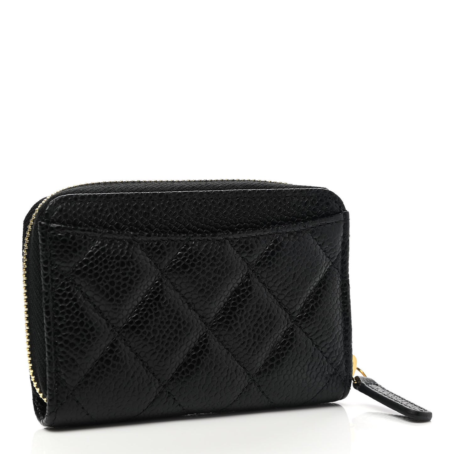 Caviar Quilted Zip Coin Purse Black