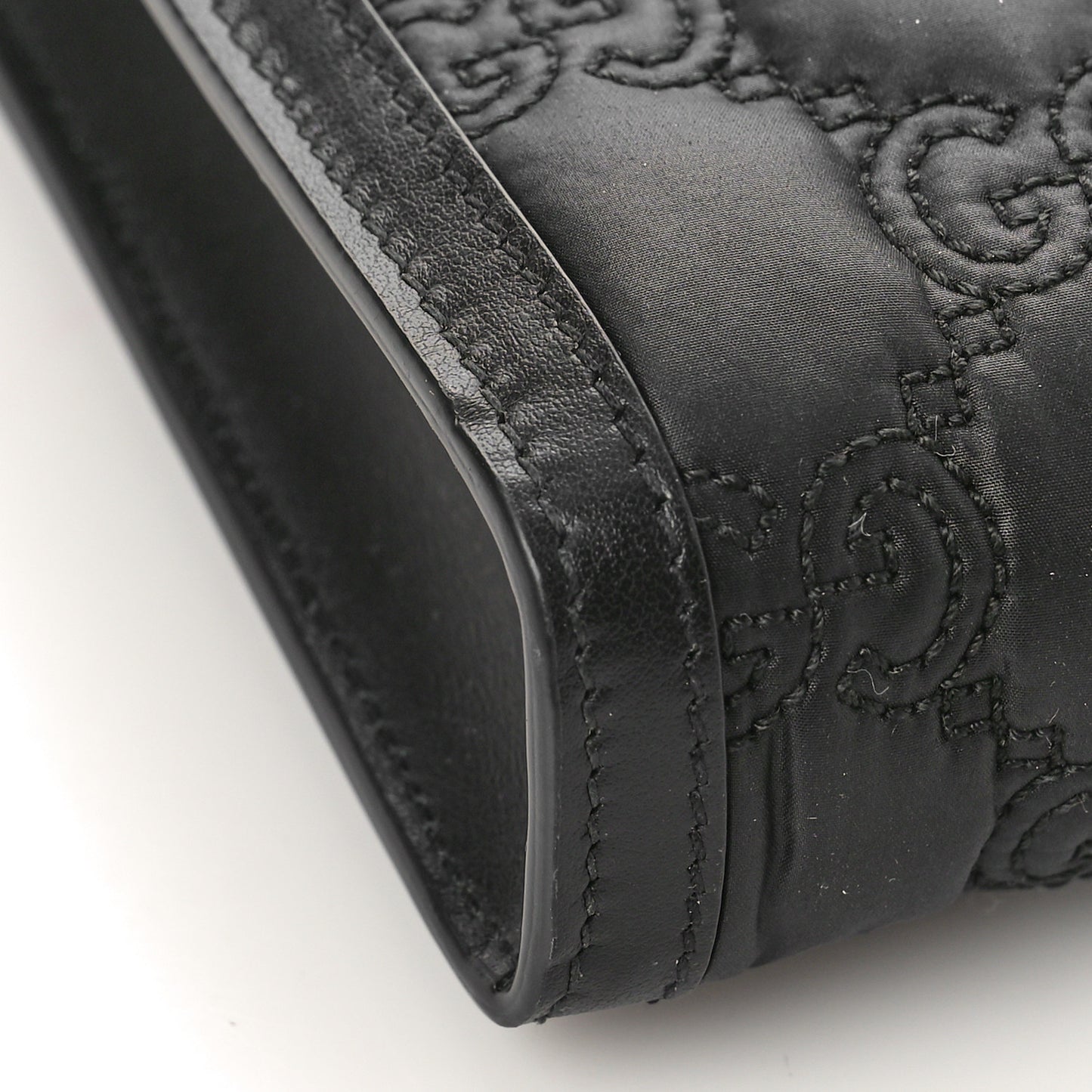 Nylon Calfskin Enamel GG Matelasse Mini Top Slip Handle Crossbody Bag Black