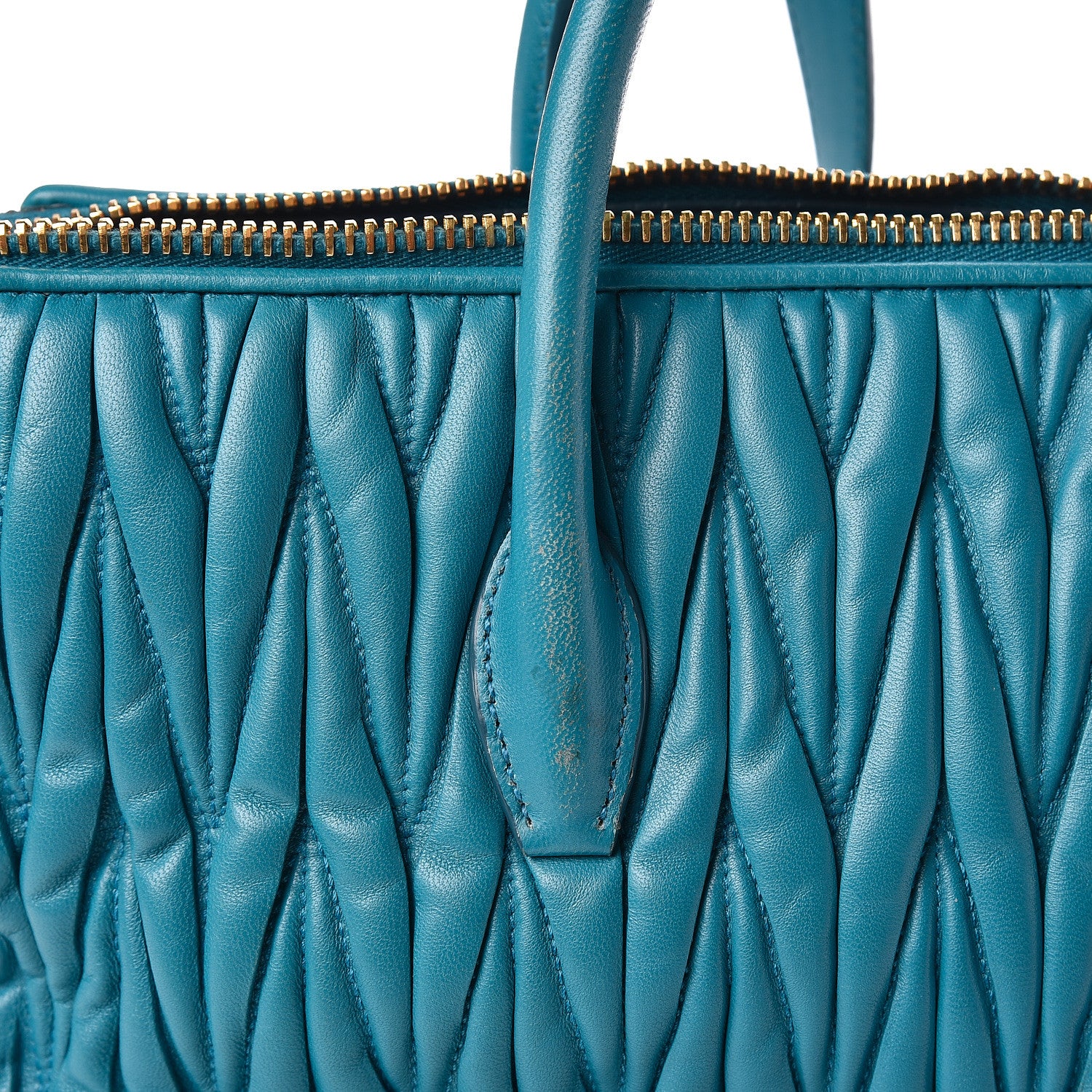 Miu Miu Nappa Matelasse Zip Tote Laguna 12 of 14