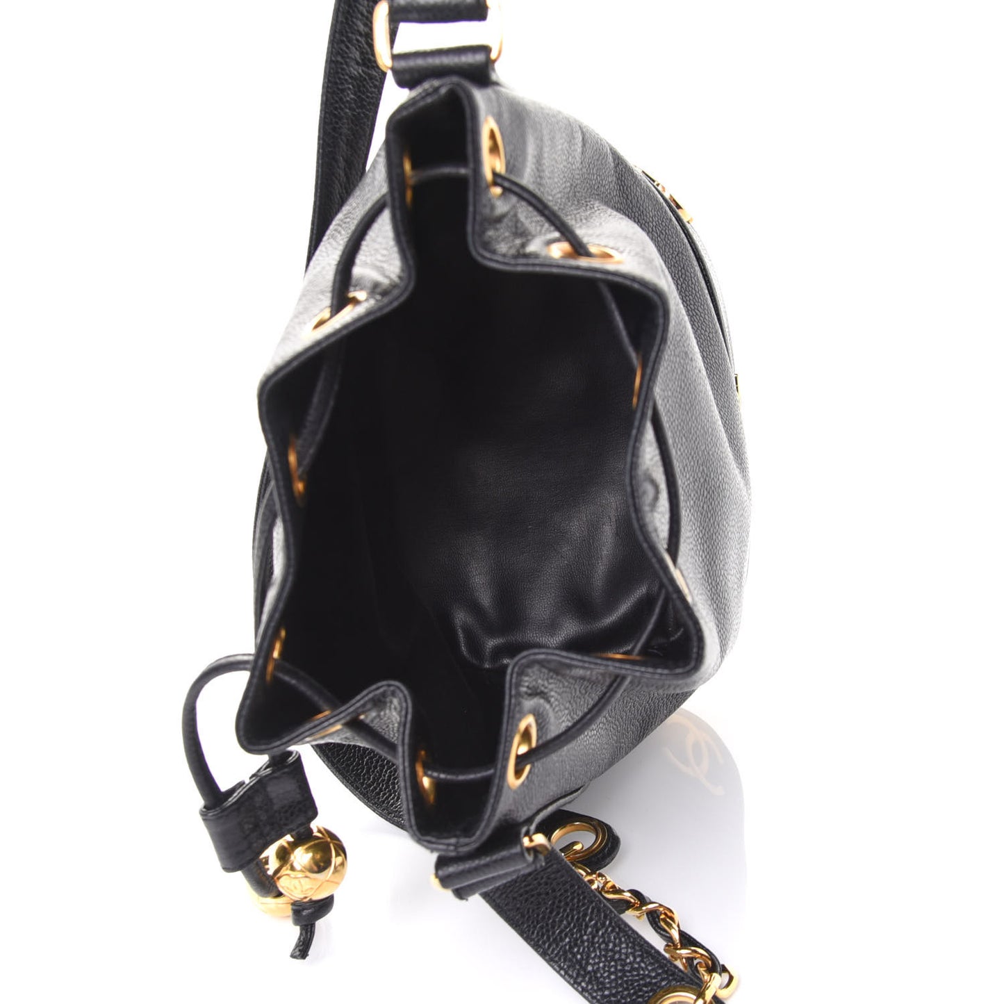 Caviar CC Drawstring Shoulder Bag Black