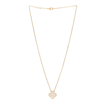 Van Cleef & Arpels 18K Yellow Gold Mother of Pearl Vintage Alhambra Pendant Necklace 3 of 6