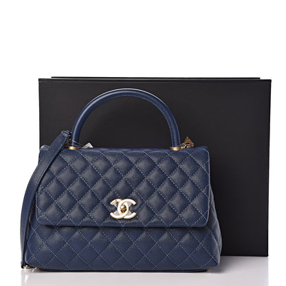 Chanel Caviar Quilted Small Coco Handle Flap Dark Blue 10 of 10