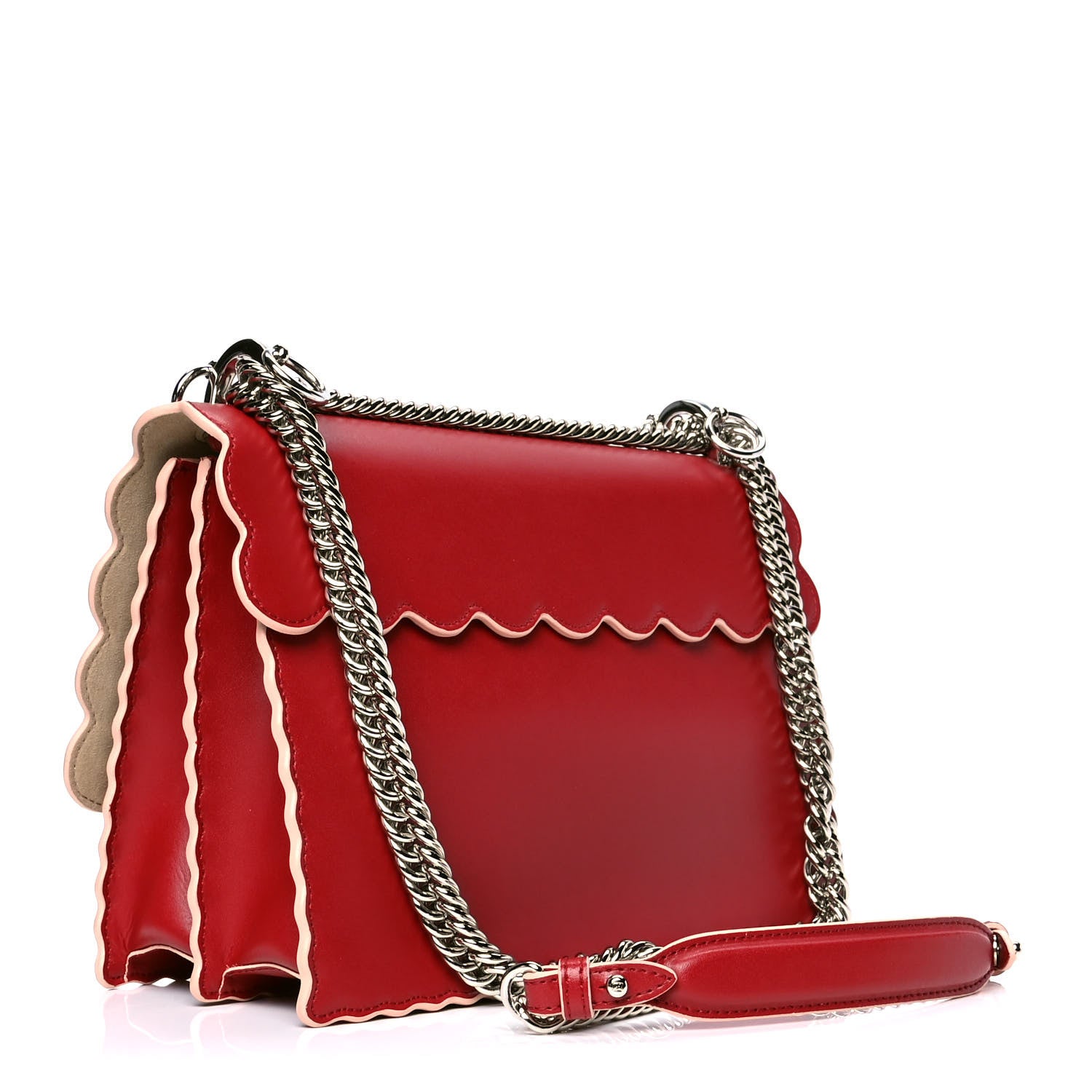 Fendi Vitello Liberty Scalloped Studded Kan I Shoulder Bag Fragola 2 of 6
