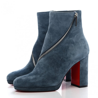 Christian Louboutin Veau Velours Birgitta 100 Zip Around Ankle Bootie 35 Tempete 3 of 8