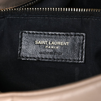 Saint Laurent Lambskin Quilted Small Loulou Puffer Monogram Chain Satchel Dark Beige 6 of 10