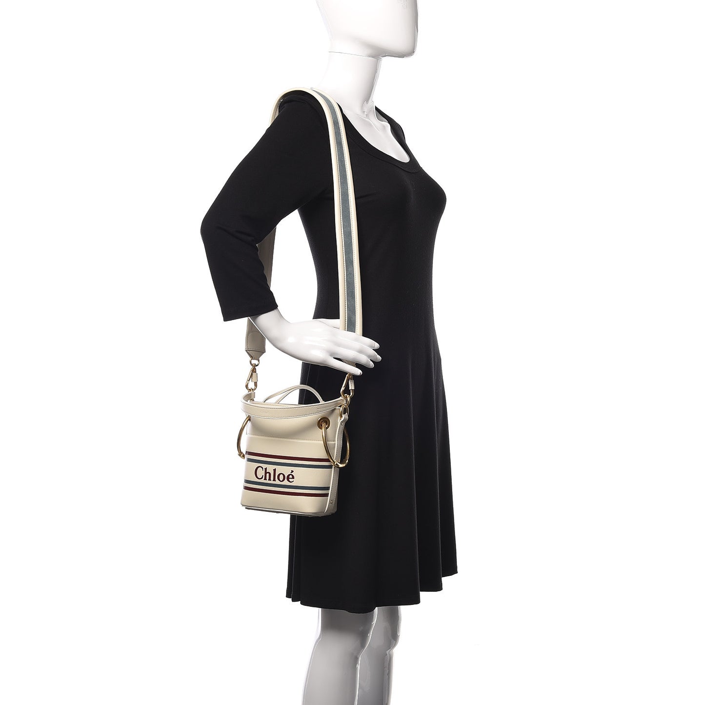 Calfskin Logo Mini Roy Bucket Bag Natural White