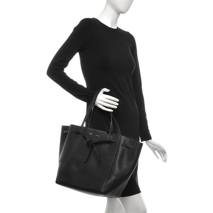 Celine Soft Grained Calfskin Small Belt Cabas Phantom Black 2 of 7
