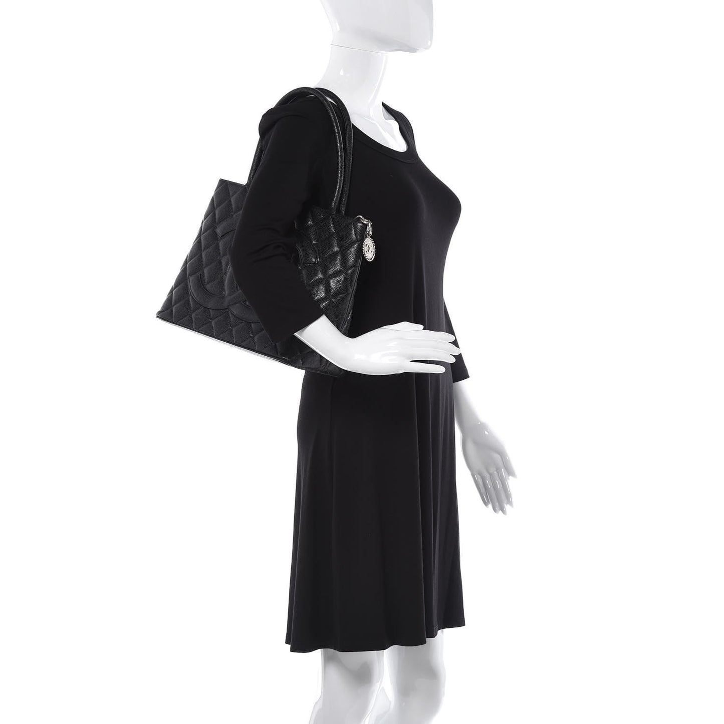 Caviar Quilted Medallion Tote Black