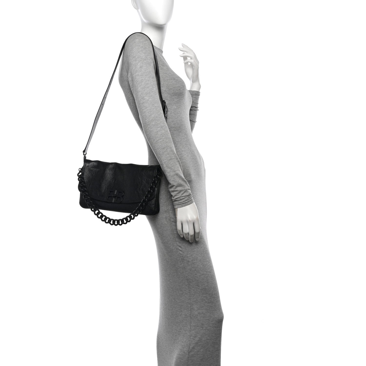Balenciaga Calfskin Medium BB Soft Flap Bag Black 2 of 10
