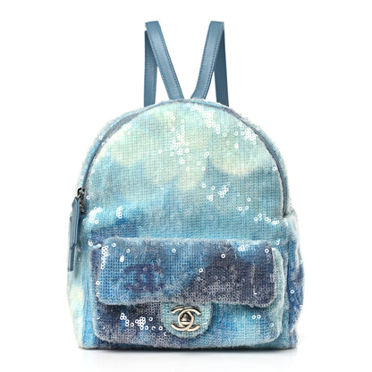 Chanel Sequin Tri-color Waterfall Backpack Light Blue 1 of 11