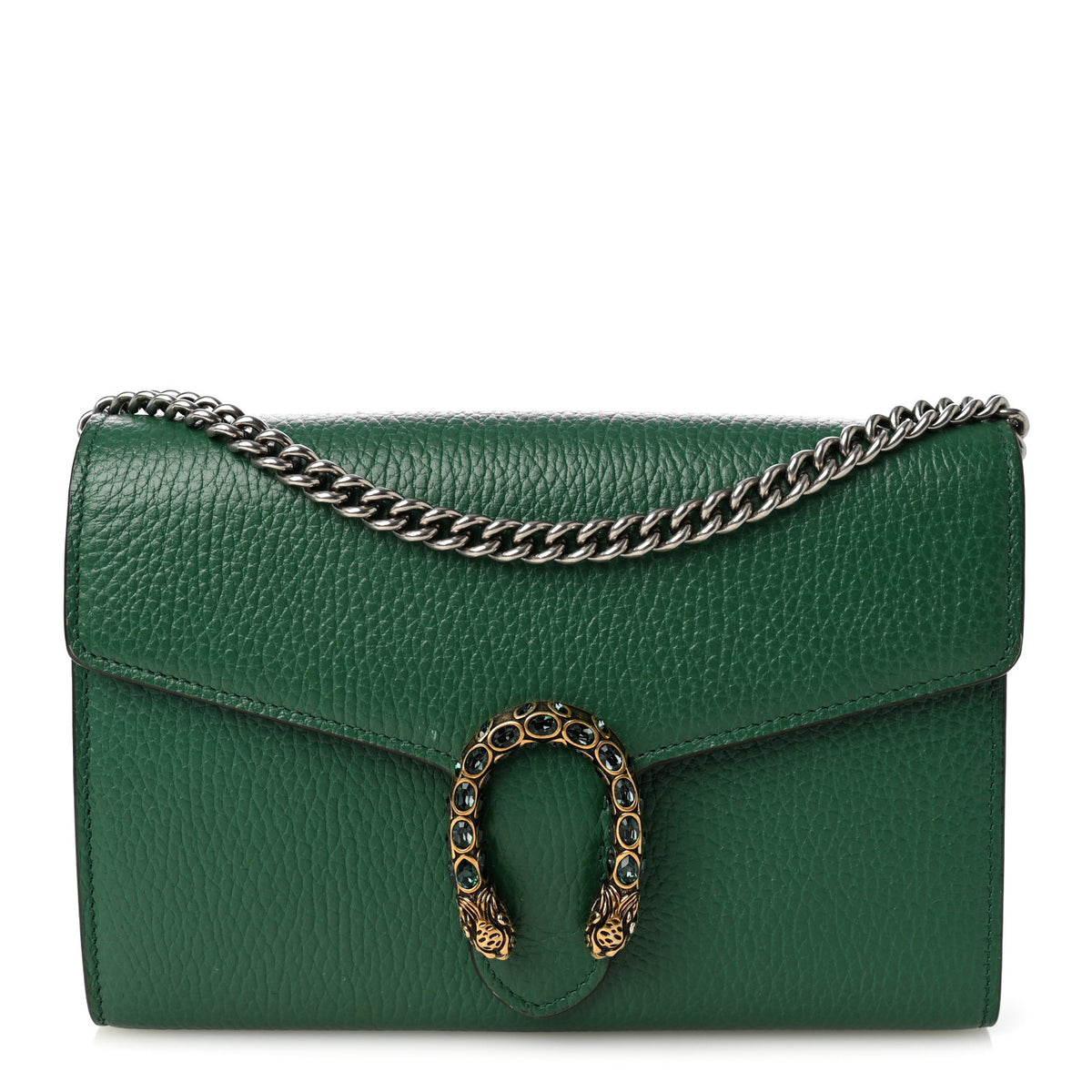 Gucci Calfskin Mini Dionysus Chain Wallet Emerald 1 of 10