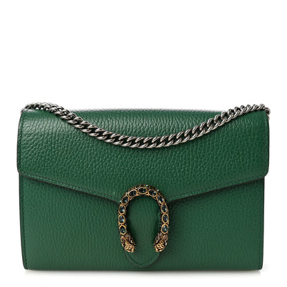 Gucci Calfskin Mini Dionysus Chain Wallet Emerald 1 of 10