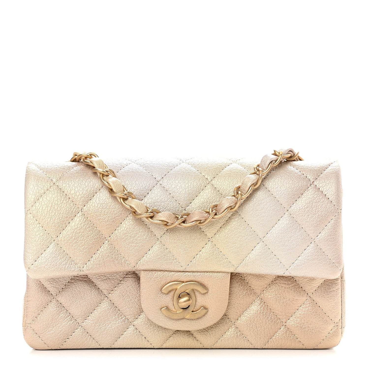 Chanel Metallic Goatskin Quilted Mini Rectangular Flap Gold 1 of 9