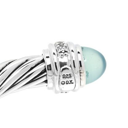 David Yurman Sterling Silver Diamond Blue Chalcedony 7mm Cable Classics Bracelet 3 of 4