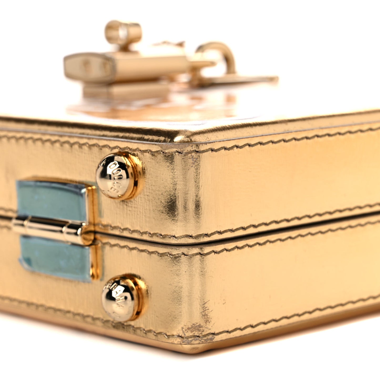 Metallic Calfskin Chocolate Bar Clutch Gold