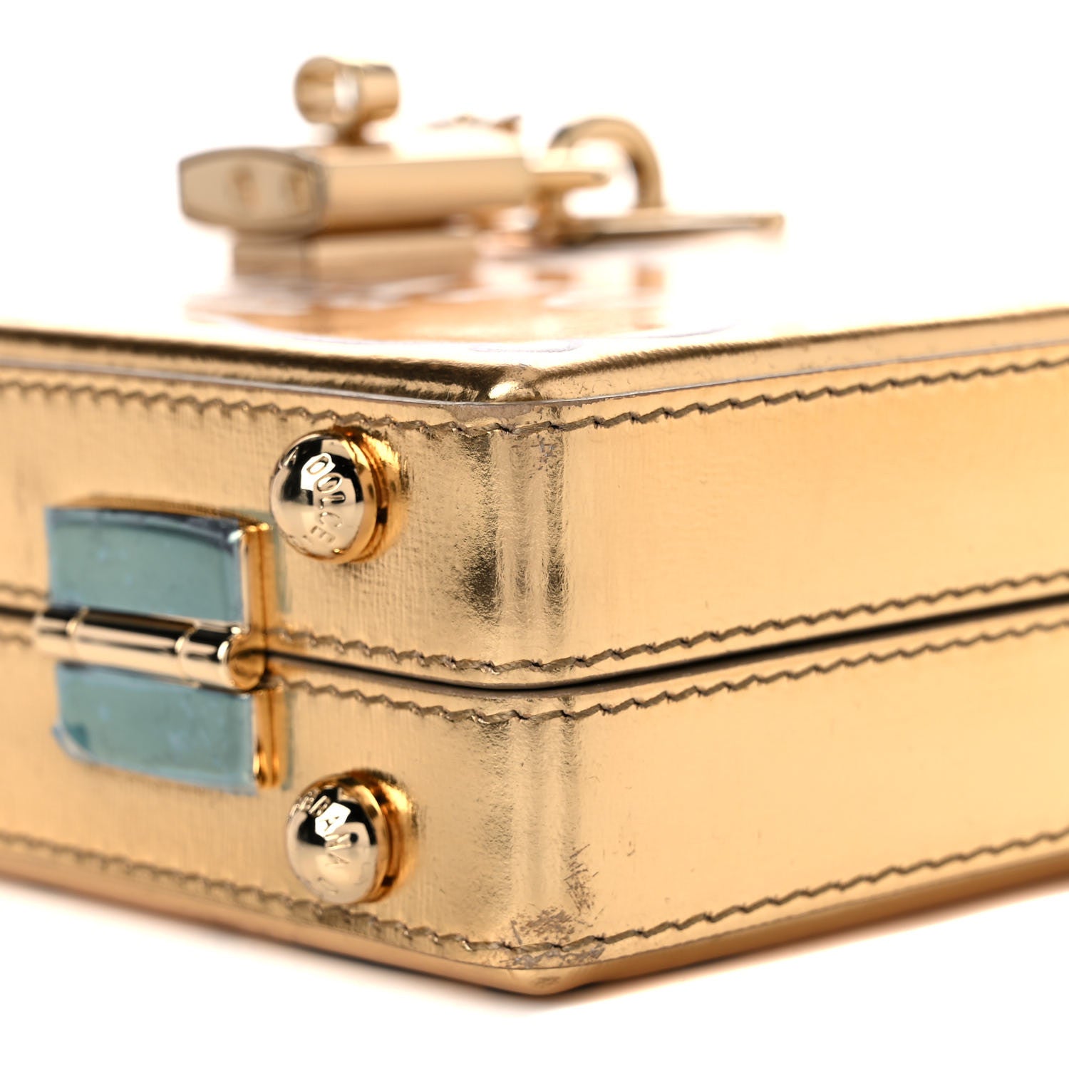 Dolce & Gabbana Metallic Calfskin Chocolate Bar Clutch Gold 8 of 12
