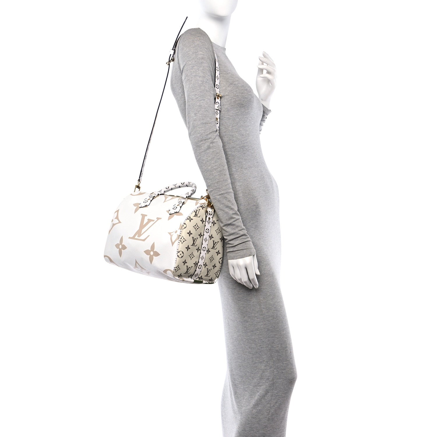 Louis Vuitton Monogram Giant Speedy Bandouliere 30 Kaki Beige 2 of 14