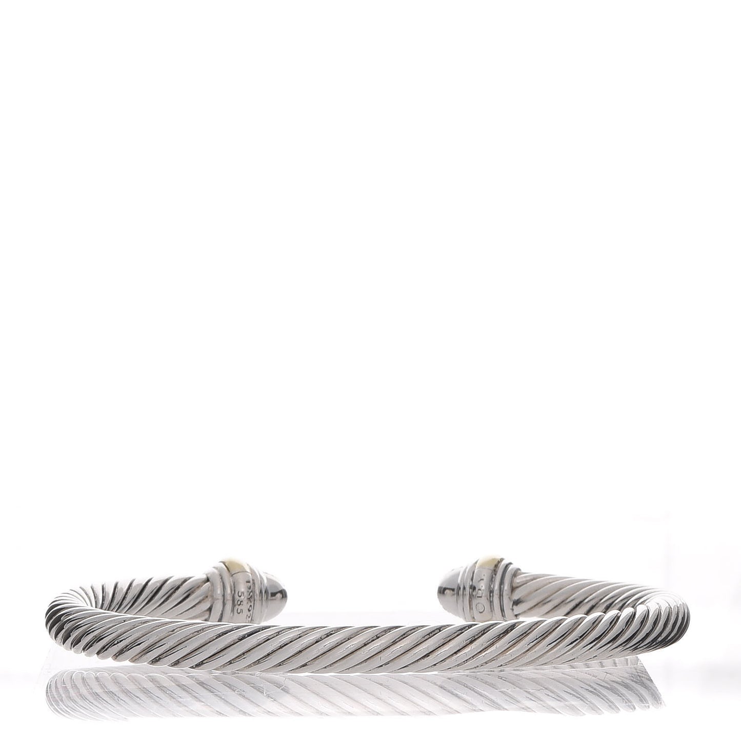 Sterling Silver 14K Yellow Gold Diamond 5mm Cable Classics Bracelet