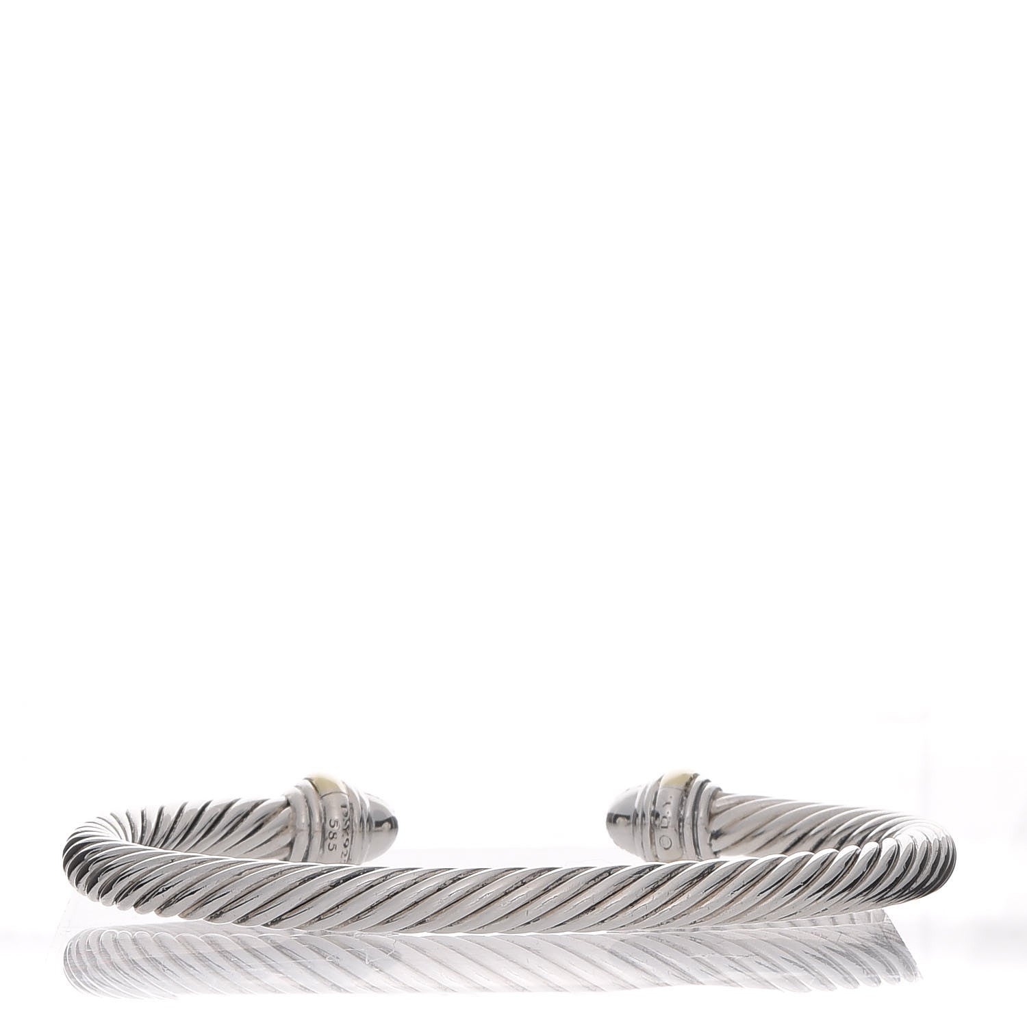 David Yurman Sterling Silver 14K Yellow Gold Diamond 5mm Cable Classics Bracelet 3 of 7