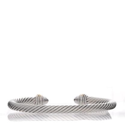 David Yurman Sterling Silver 14K Yellow Gold Diamond 5mm Cable Classics Bracelet 3 of 7