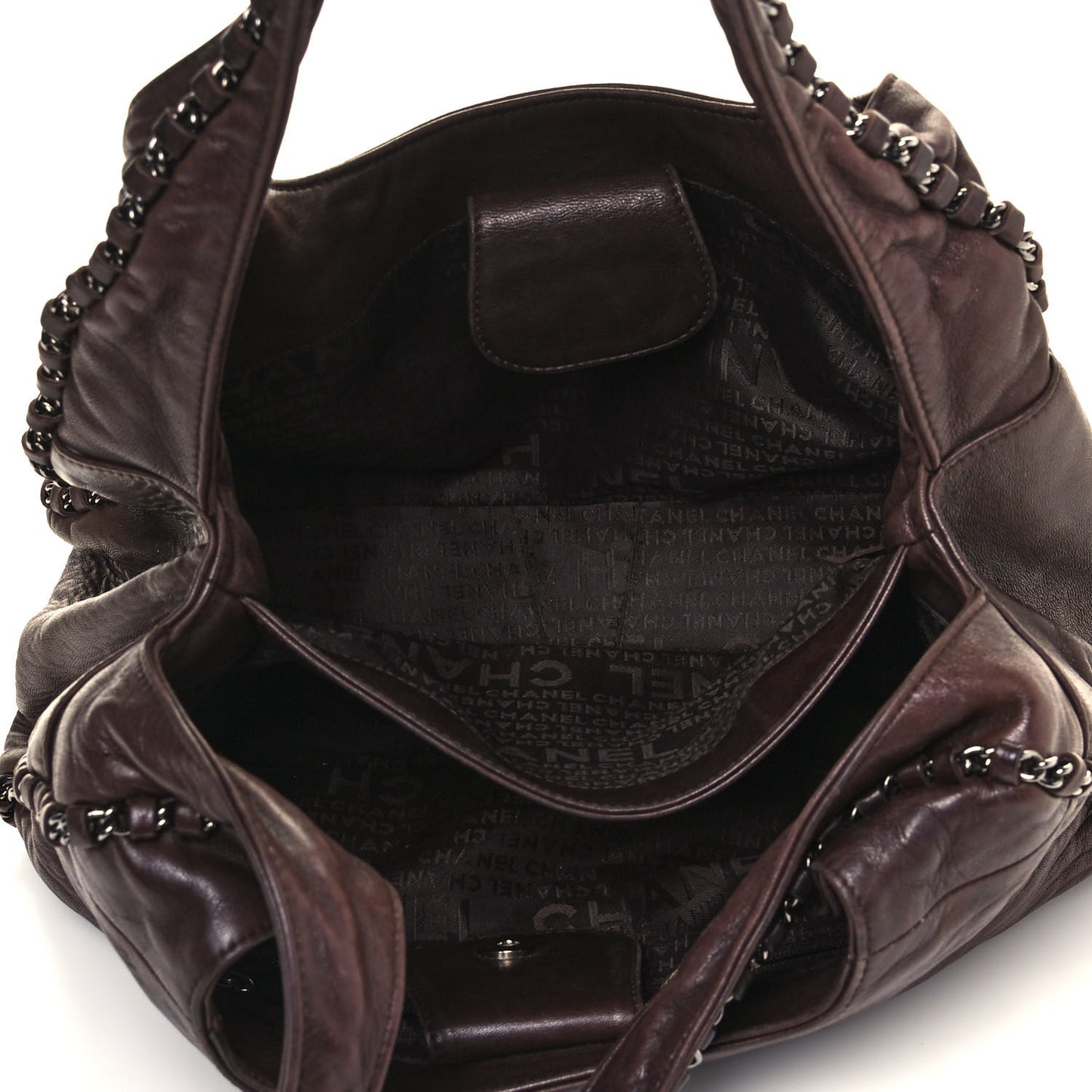 Lambskin Chain Hobo Brown