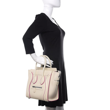 Celine Smooth Calfskin Micro Luggage White Magenta 2 of 10