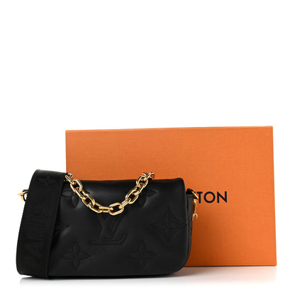 Louis Vuitton Calfskin Bubblegram Wallet On Strap Black 10 of 10