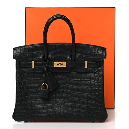 Hermes Matte Niloticus Crocodile Birkin 25 Black 11 of 11