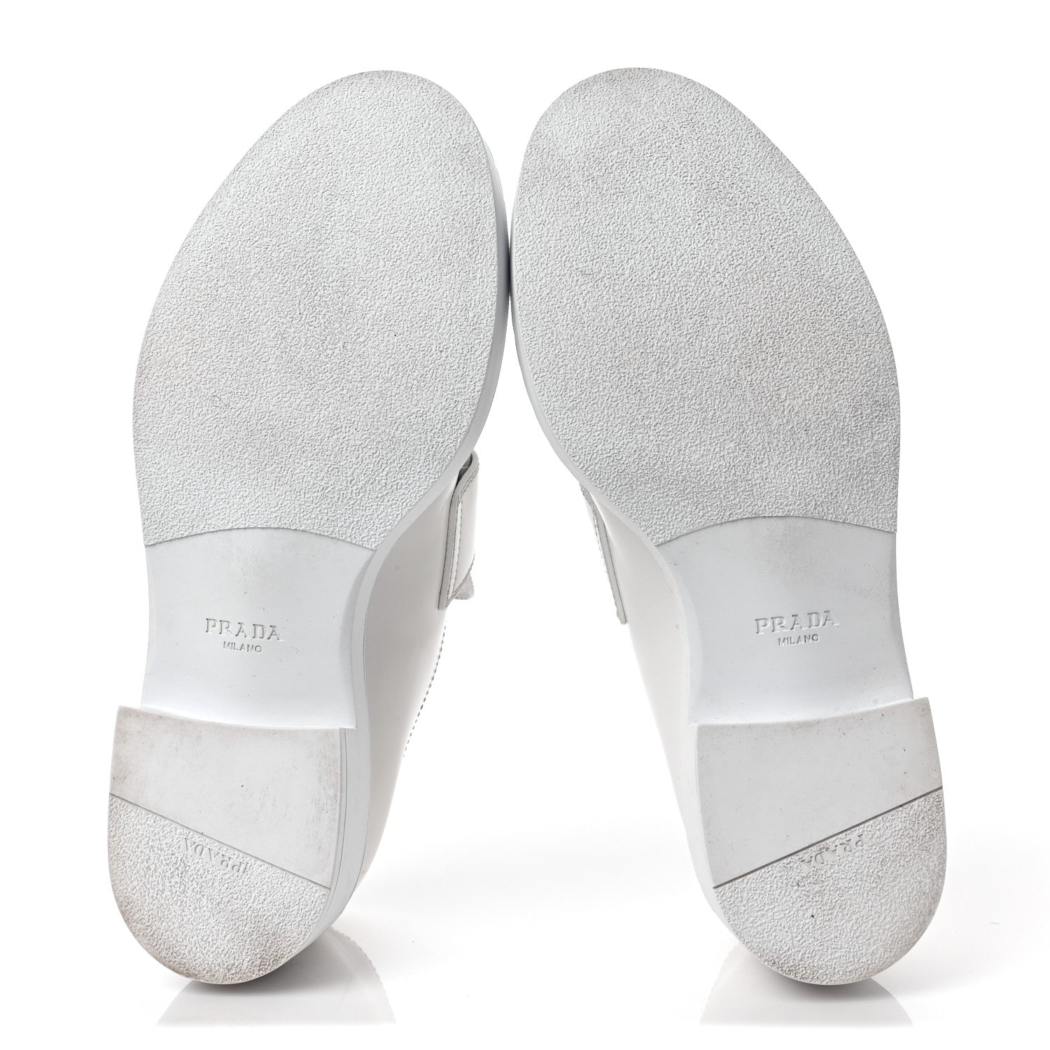 Prada Spazzolato Metal Triangle Logo 50mm Loafers 38.5 White 5 of 11