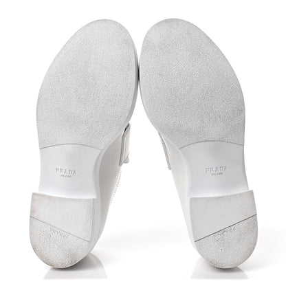 Prada Spazzolato Metal Triangle Logo 50mm Loafers 38.5 White 5 of 11