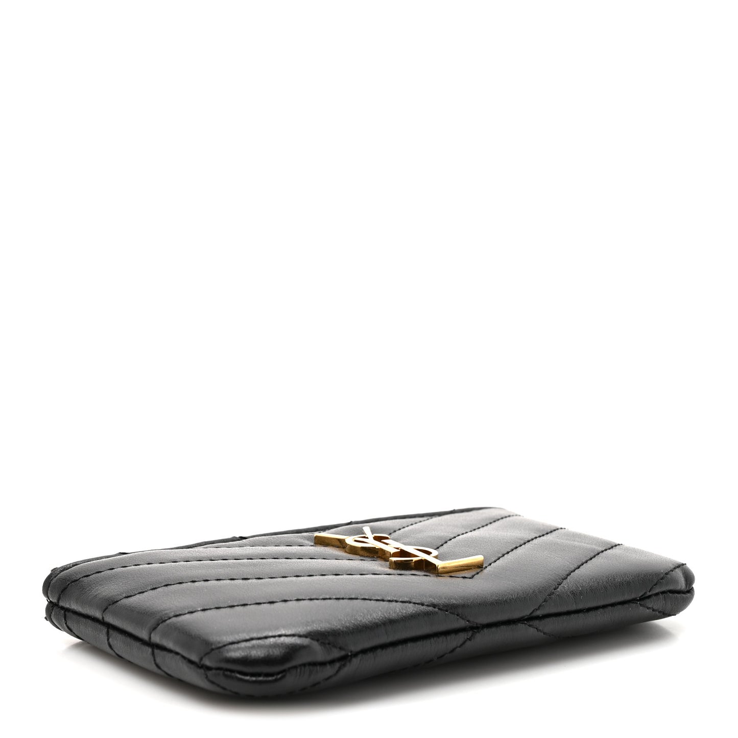 Calfskin Matelasse Monogram Key Pouch Black