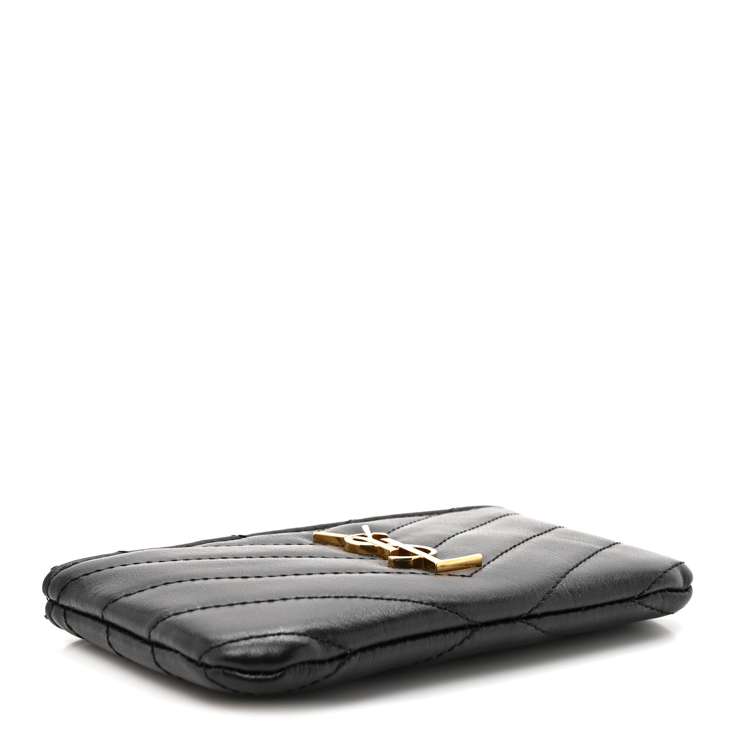 Saint Laurent Calfskin Matelasse Monogram Key Pouch Black 4 of 7