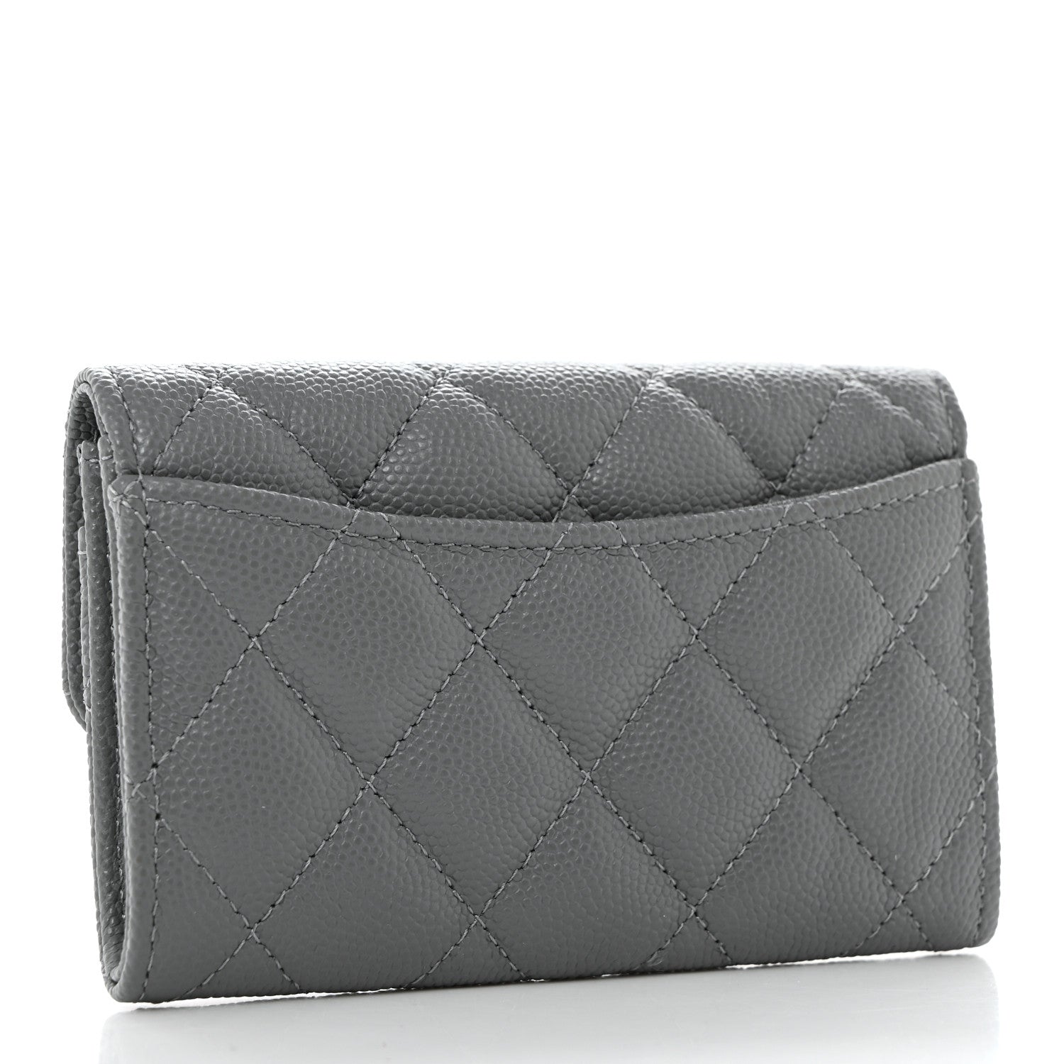 Chanel Caviar Quilted Flap Card Holder Wallet Dark Grey 3 of 9