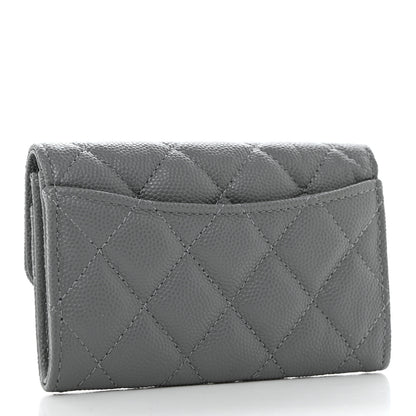 Chanel Caviar Quilted Flap Card Holder Wallet Dark Grey 3 of 9