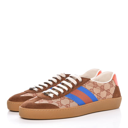 Gucci GG Monogram Suede Web Mens G74 Sneakers 7 Beige Ruggine Cuir 4 of 18