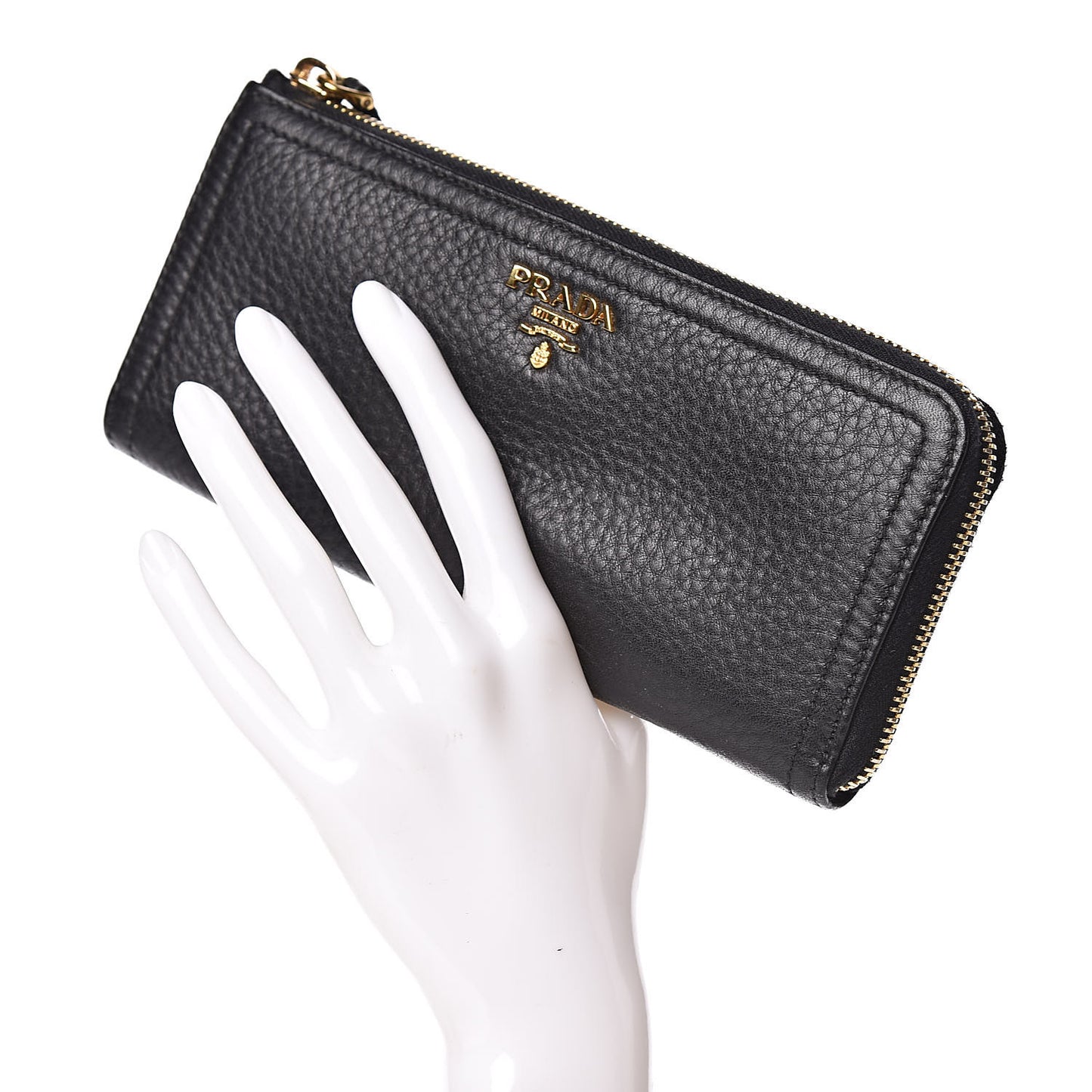 Vitello Daino Zip Around Wallet Nero Black