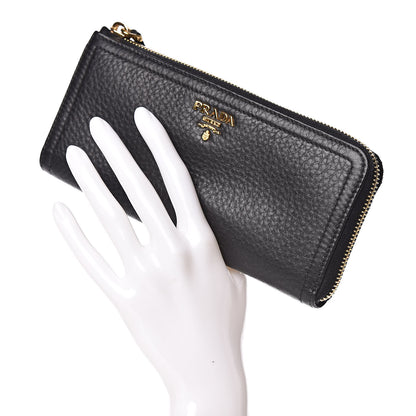 Prada Vitello Daino Zip Around Wallet Nero Black 2 of 11