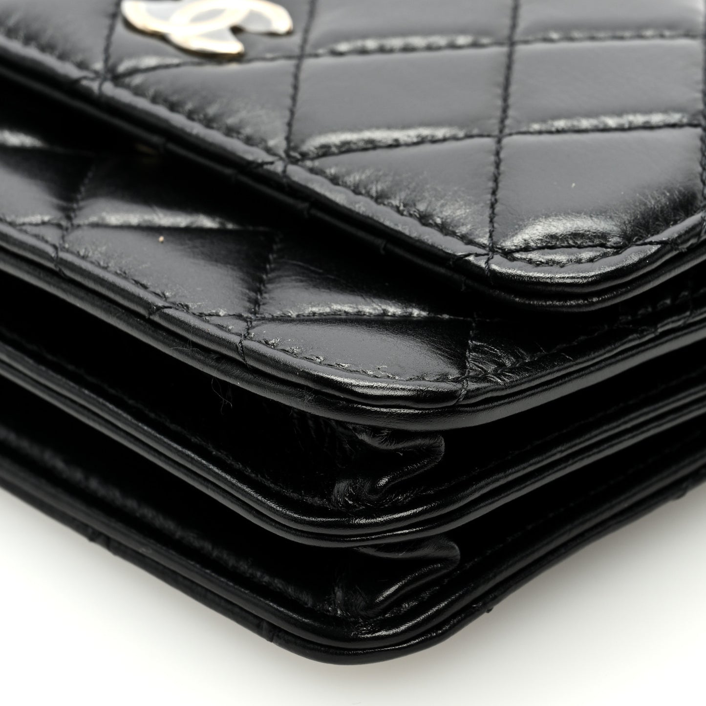 Calfskin Quilted Mini Maxi Pearls Wallet On Chain WOC Black