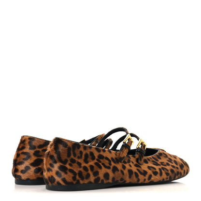 Prada Calf Hair Leopard Print Ballerina Flats 36.5 Honey 5 of 9