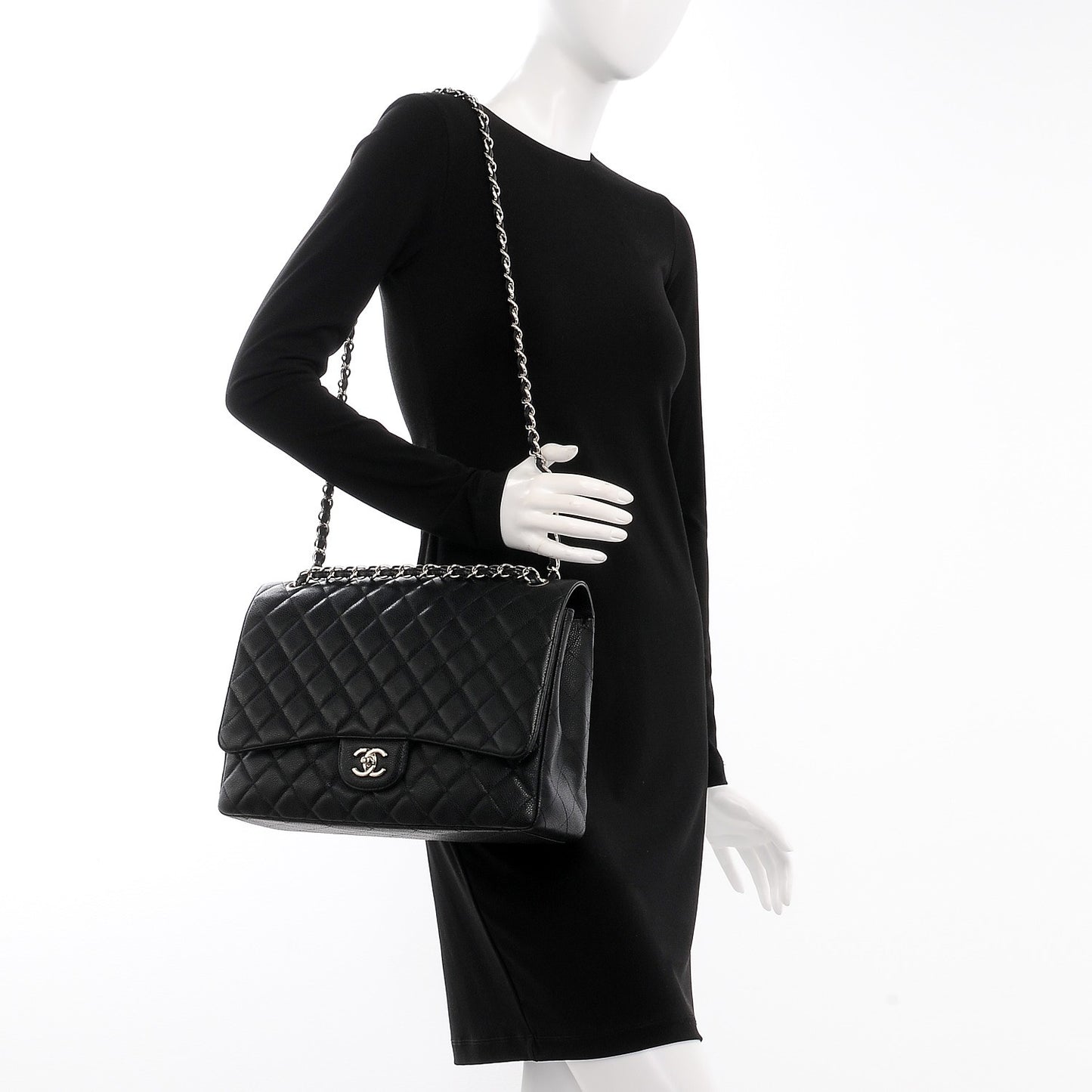 Caviar Quilted Maxi Single Flap Black