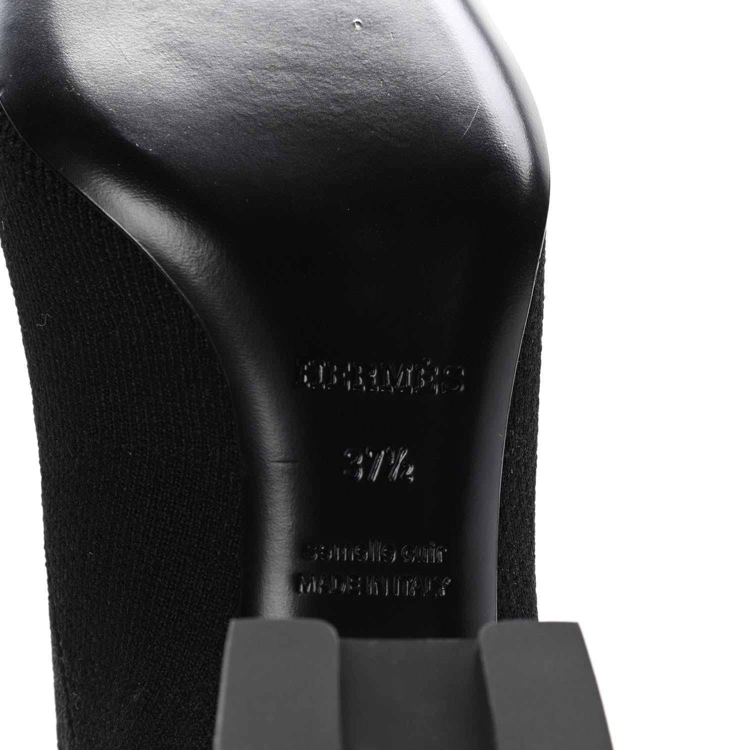 Hermes Knit Calfskin Volver Ankle Boots 37.5 Black 9 of 12
