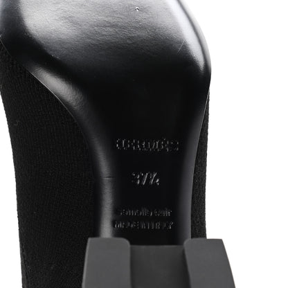 Hermes Knit Calfskin Volver Ankle Boots 37.5 Black 9 of 12