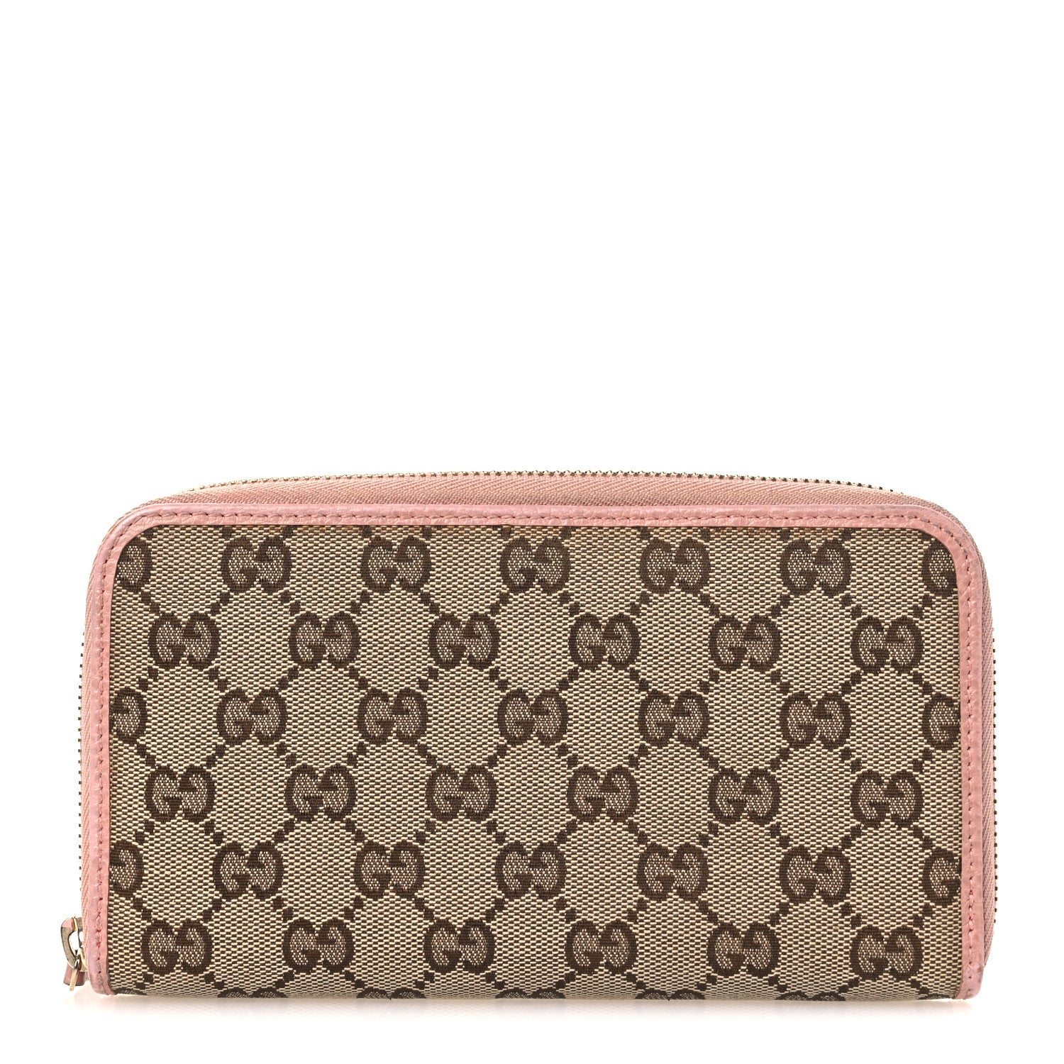 Gucci Monogram Dollar Calfskin Zip Around Wallet Beige Ebony Soft Pink 1 of 9