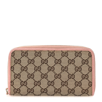 Gucci Monogram Dollar Calfskin Zip Around Wallet Beige Ebony Soft Pink 1 of 9