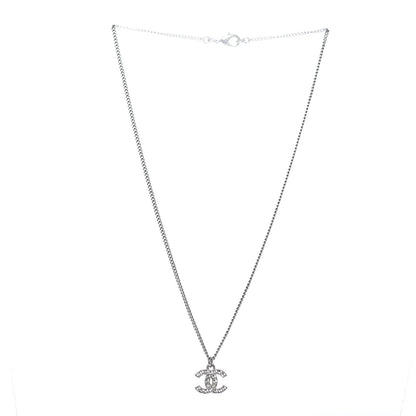 Chanel Crystal Timeless CC Necklace Silver 3 of 5