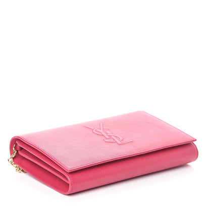 Saint Laurent Calfskin Belle de Jour Chain Clutch Fushia 4 of 9