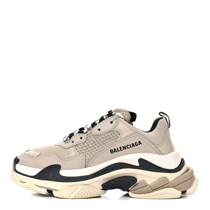 Balenciaga Fabric Mesh Womens Triple S Sneakers 38 Beige Black 1 of 9