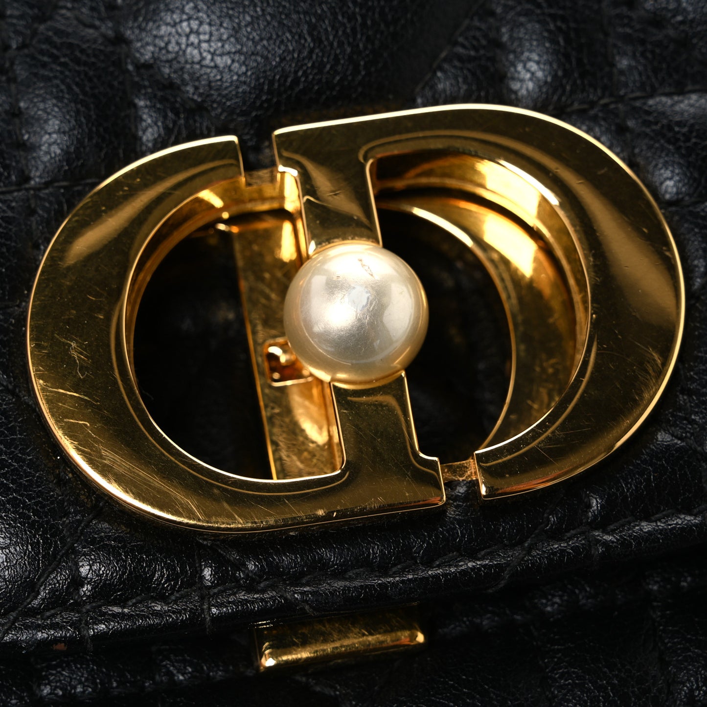 Calfskin Cannage Small Dior Jolie Top Handle Black