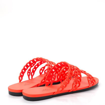 Hermes Rubber Chaine d'Ancre Nude Sandals 39 Pavot 4 of 13