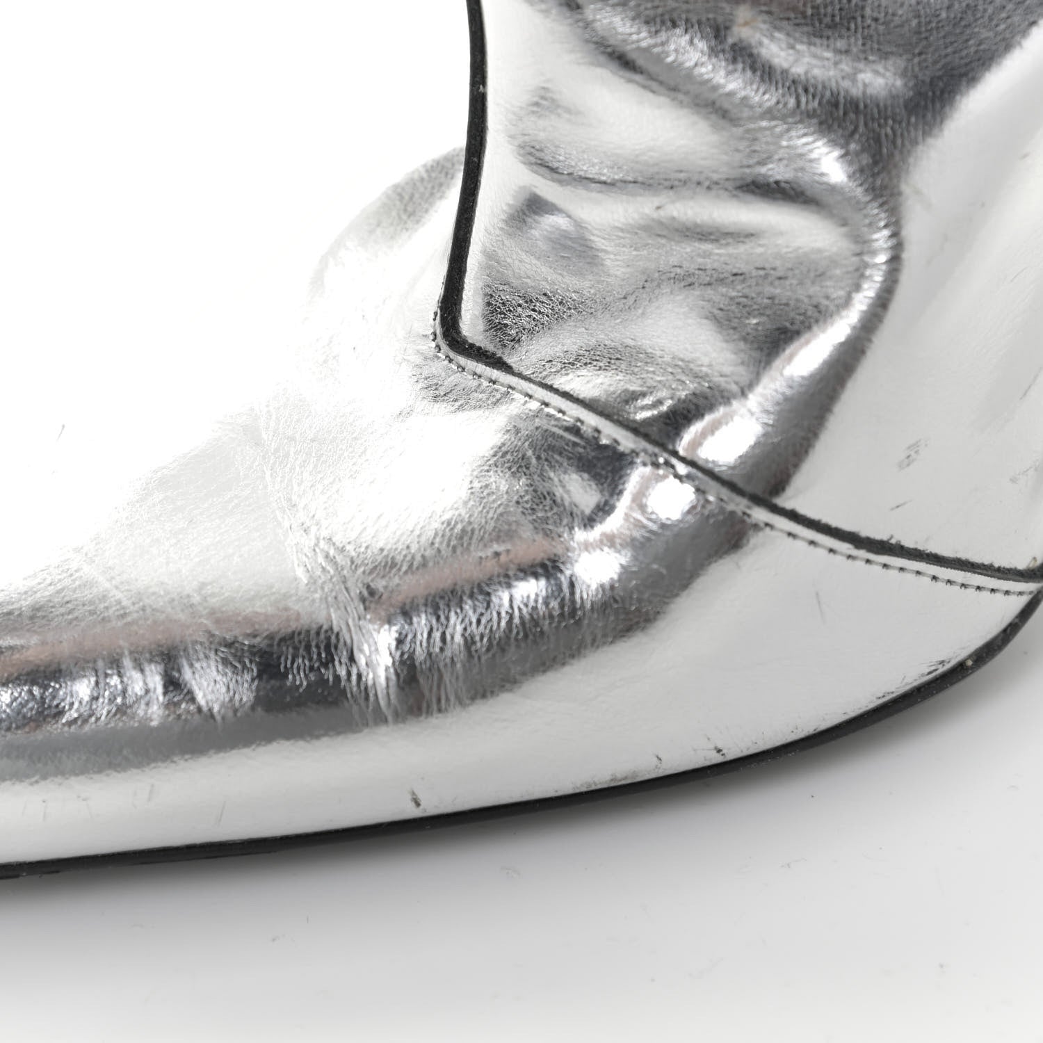 Balenciaga Metallic Calfskin Thigh High Boots 37.5 Silver 7 of 9